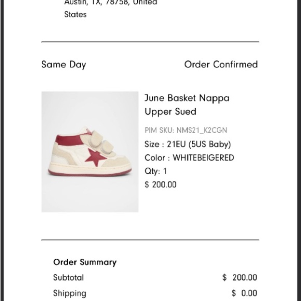 Golden Goose Baby Shoes in White and Red with Star